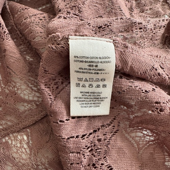 Free People Maisie Mauve Sheer Lace Tank Top Size L - Picture 4 of 5